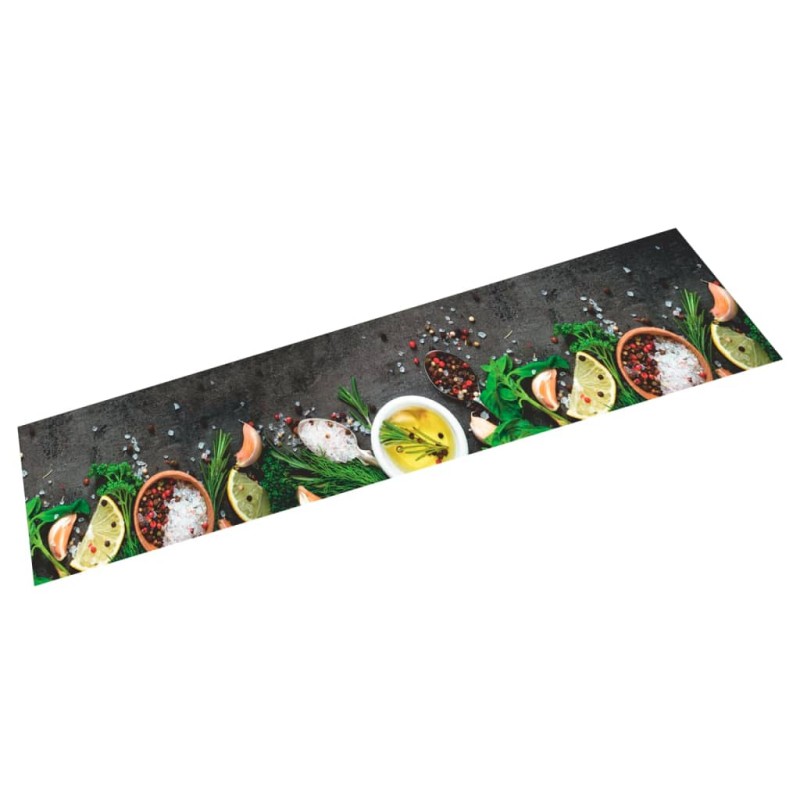 vidaXL Alfombra de cocina lavable terciopelo dibujo especias 60x300 cm vidaXL Alfombra de cocina lavable terciopelo dibujo especias 60x300 cm