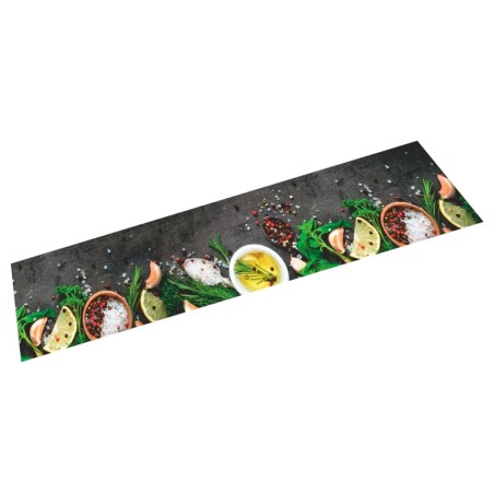 vidaXL Alfombra de cocina lavable terciopelo dibujo especias 60x300 cm