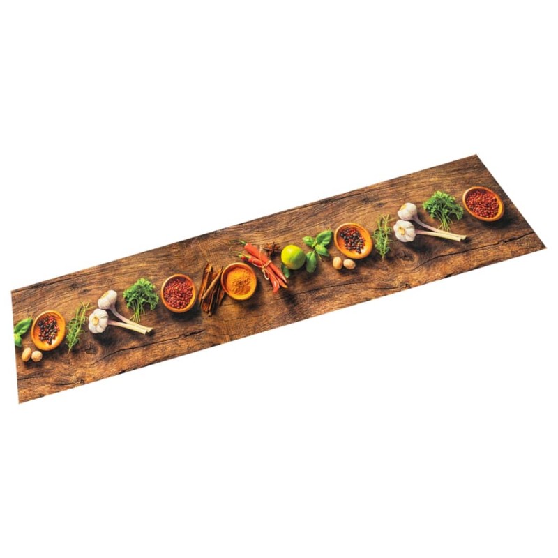 vidaXL Alfombra de cocina lavable terciopelo dibujo especias 60x180 cm vidaXL Alfombra de cocina lavable terciopelo dibujo especias 60x180 cm