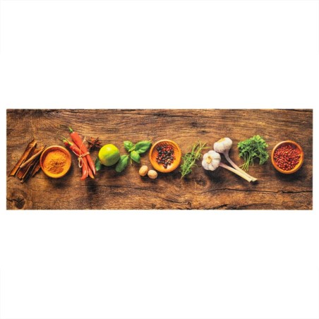 vidaXL Alfombra de cocina lavable terciopelo dibujo especias 60x180 cm