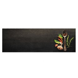 vidaXL Alfombra de cocina lavable terciopelo dibujo especias 60x180 cm