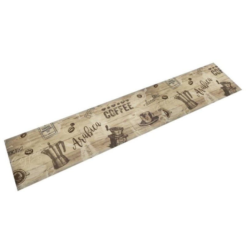 vidaXL Alfombra de cocina lavable terciopelo marrón café 60x300 cm vidaXL Alfombra de cocina lavable terciopelo marrón café 60x300 cm