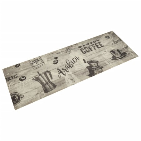 vidaXL Alfombra de cocina lavable terciopelo gris café 60x180 cm