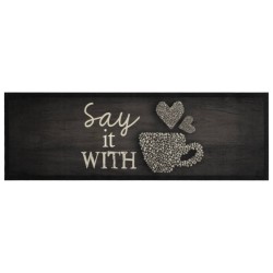 vidaXL Alfombra de cocina lavable terciopelo negro taza 60x180 cm