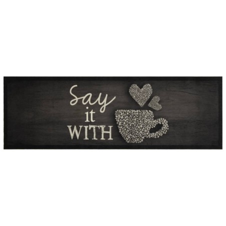 vidaXL Alfombra de cocina lavable terciopelo negro taza 60x180 cm