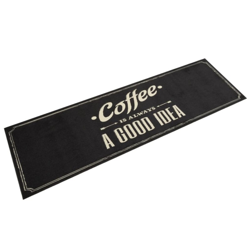 vidaXL Alfombra de cocina lavable terciopelo texto café 45x150 cm vidaXL Alfombra de cocina lavable terciopelo texto café 45x150 cm