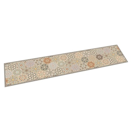 vidaXL Alfombra de cocina lavable terciopelo hexágonos pastel 60x300cm