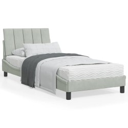 vidaXL Estructura cama con luces LED terciopelo gris claro 80x200 cm