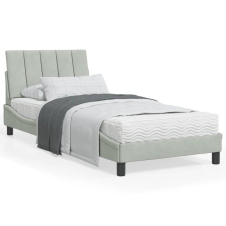 vidaXL Estructura cama con luces LED terciopelo gris claro 80x200 cm