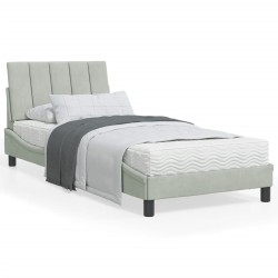 vidaXL Estructura cama con luces LED terciopelo gris claro 90x190 cm