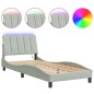 vidaXL Estructura cama con luces LED terciopelo gris claro 90x190 cm