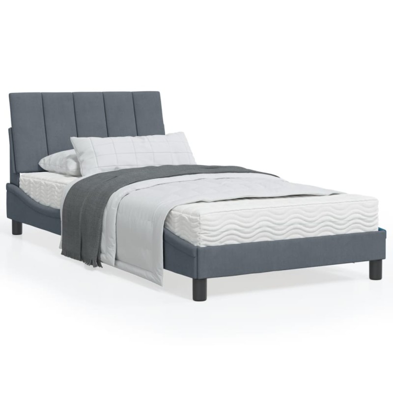 vidaXL Estructura cama con luces LED terciopelo gris oscuro 100x200 cm vidaXL Estructura cama con luces LED terciopelo gris oscuro 100x200 cm