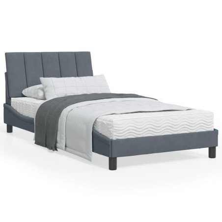 vidaXL Estructura cama con luces LED terciopelo gris oscuro 100x200 cm