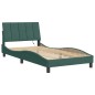 vidaXL Estructura de cama luces LED terciopelo verde oscuro 100x200 cm