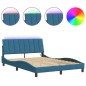 vidaXL Estructura de cama con luces LED terciopelo azul 140x200 cm