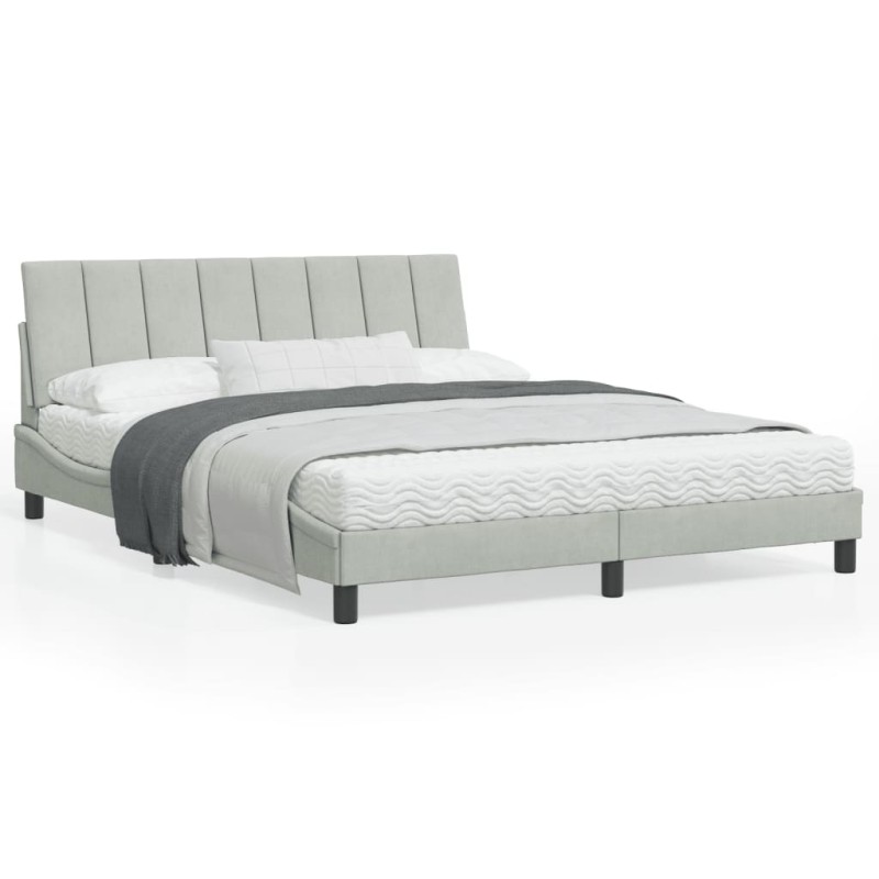 vidaXL Estructura cama con luces LED terciopelo gris claro 160x200 cm vidaXL Estructura cama con luces LED terciopelo gris claro 160x200 cm