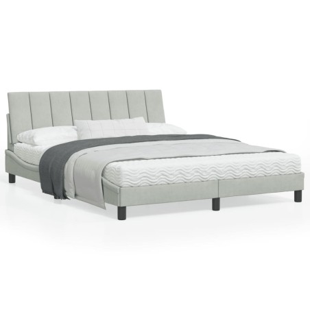 vidaXL Estructura cama con luces LED terciopelo gris claro 160x200 cm