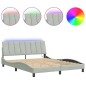 vidaXL Estructura cama con luces LED terciopelo gris claro 160x200 cm vidaXL Estructura cama con luces LED terciopelo gris claro 160x200 cm