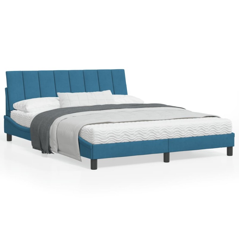 vidaXL Estructura de cama con luces LED terciopelo azul 160x200 cm vidaXL Estructura de cama con luces LED terciopelo azul 160x200 cm