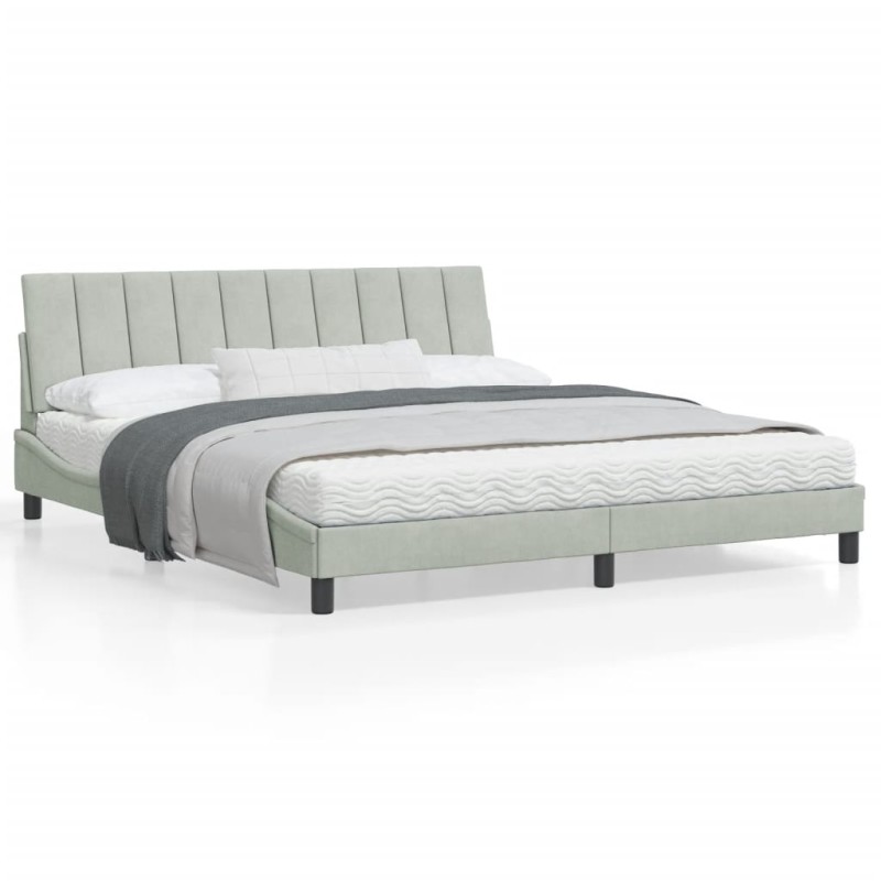 vidaXL Estructura cama con luces LED terciopelo gris claro 180x200 cm vidaXL Estructura cama con luces LED terciopelo gris claro 180x200 cm