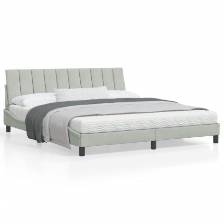 vidaXL Estructura cama con luces LED terciopelo gris claro 180x200 cm