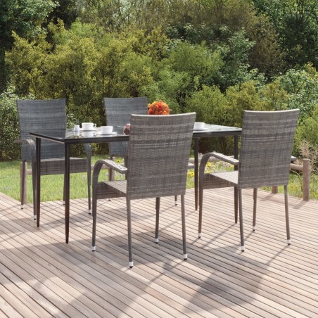 vidaXL Juego de comedor para jardín 5 piezas ratán sintético gris
