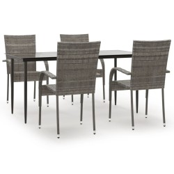vidaXL Juego de comedor para jardín 5 piezas ratán sintético gris