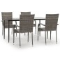 vidaXL Juego de comedor para jardín 5 piezas ratán sintético gris vidaXL Juego de comedor para jardín 5 piezas ratán sintético gris