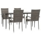 vidaXL Juego de comedor para jardín 5 piezas ratán sintético gris vidaXL Juego de comedor para jardín 5 piezas ratán sintético gris