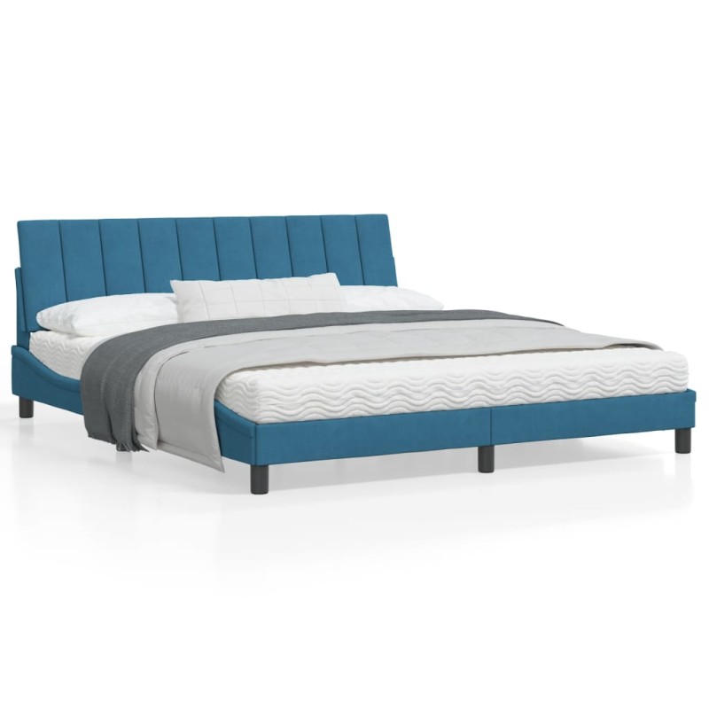 vidaXL Estructura de cama con cabecero terciopelo azul 180x200 cm vidaXL Estructura de cama con cabecero terciopelo azul 180x200 cm