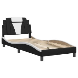 vidaXL Estructura de cama con cabecero cuero sintético negro y blanco
