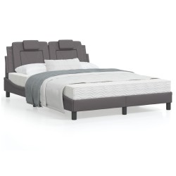 vidaXL Estructura de cama con cabecero cuero sintético gris 120x200cm