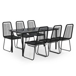 vidaXL Juego de comedor para jardín 7 piezas negro