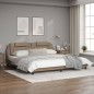 vidaXL Estructura de cama cabecero cuero sintético capuchino 200x200cm vidaXL Estructura de cama cabecero cuero sintético capuchino 200x200cm