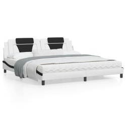 vidaXL Estructura de cama con cabecero cuero sintético blanco y negro