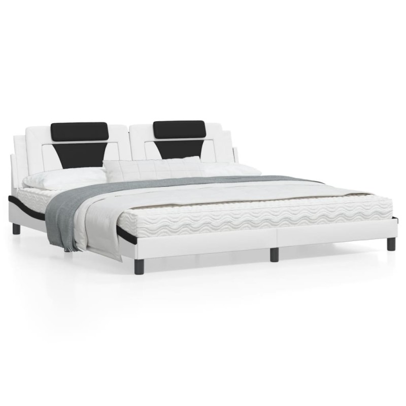vidaXL Estructura de cama con cabecero cuero sintético blanco y negro vidaXL Estructura de cama con cabecero cuero sintético blanco y negro