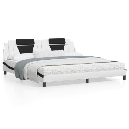 vidaXL Estructura de cama con cabecero cuero sintético blanco y negro