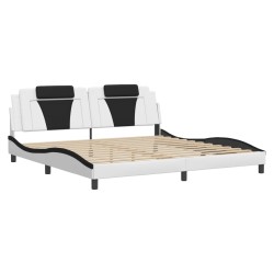 vidaXL Estructura de cama con cabecero cuero sintético blanco y negro