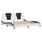 vidaXL Estructura de cama con cabecero cuero sintético blanco y negro vidaXL Estructura de cama con cabecero cuero sintético blanco y negro