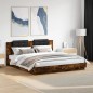 vidaXL Cama con cabecero madera de ingeniería roble ahumado 200x200 cm vidaXL Cama con cabecero madera de ingeniería roble ahumado 200x200 cm