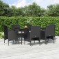 vidaXL Juego de comedor de jardín 7 piezas con cojines negro vidaXL Juego de comedor de jardín 7 piezas con cojines negro