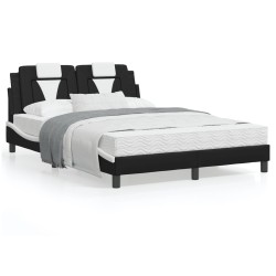 vidaXL Estructura cama con LED cuero sintético negro blanco 120x200 cm