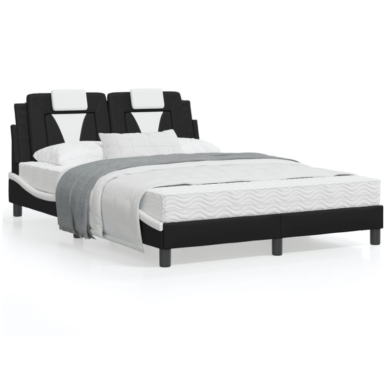 vidaXL Estructura cama con LED cuero sintético negro blanco 120x200 cm