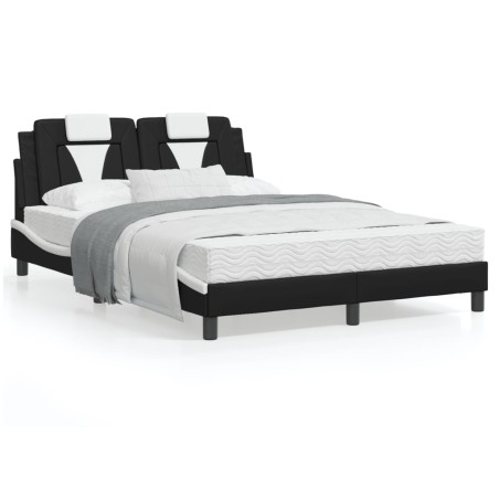 vidaXL Estructura cama con LED cuero sintético negro blanco 120x200 cm