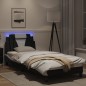 vidaXL Estructura cama con LED cuero sintético negro blanco 90x200 cm vidaXL Estructura cama con LED cuero sintético negro blanco 90x200 cm