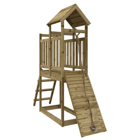 vidaXL Casa de juegos con pared escalada de madera impregnada de pino