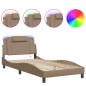 vidaXL Estructura de cama con LED cuero sintético capuchino 100x200 cm vidaXL Estructura de cama con LED cuero sintético capuchino 100x200 cm