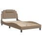 vidaXL Estructura de cama con LED cuero sintético capuchino 100x200 cm vidaXL Estructura de cama con LED cuero sintético capuchino 100x200 cm