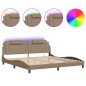 vidaXL Estructura de cama con LED cuero sintético capuchino 200x200 cm