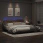 vidaXL Estructura de cama con LED cuero sintético capuchino 200x200 cm
